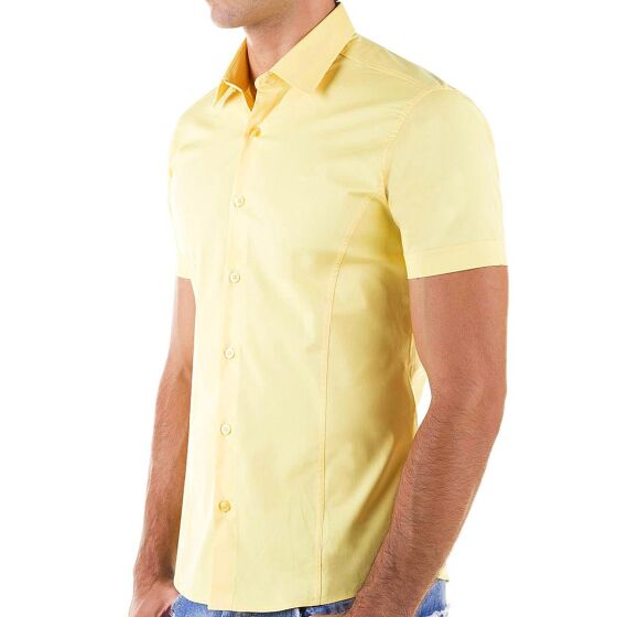 Red Bridge Mens Basic Design Slim Fit Short Sleeve Shirt Yellow