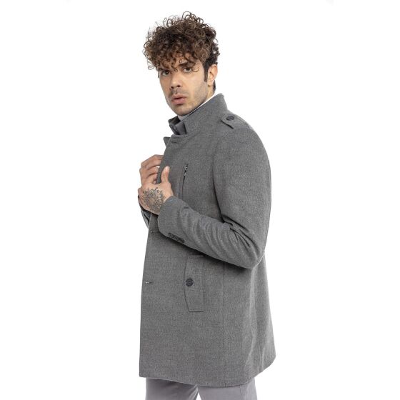 Red Bridge Herren Mantel Trenchcoat Jacke Wool Jacket Slim-Fit Transformable