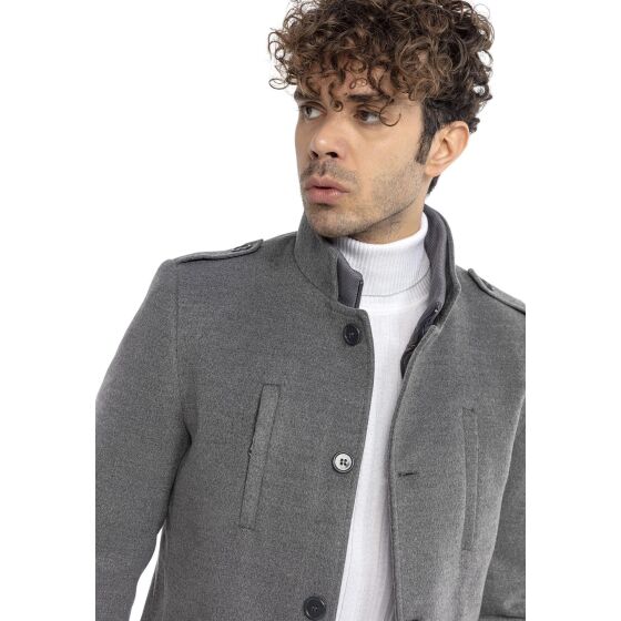 Red Bridge Herren Mantel Trenchcoat Jacke Wool Jacket Slim-Fit Transformable