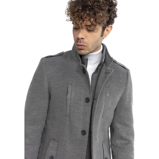 Red Bridge Mens Coat Trench Coat Jacket Wool Jacket Slim-Fit Transformable