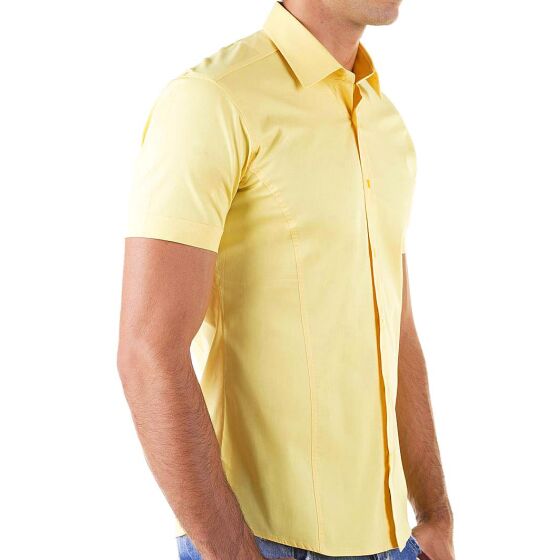 Red Bridge Mens Basic Design Slim Fit Short Sleeve Shirt Yellow M