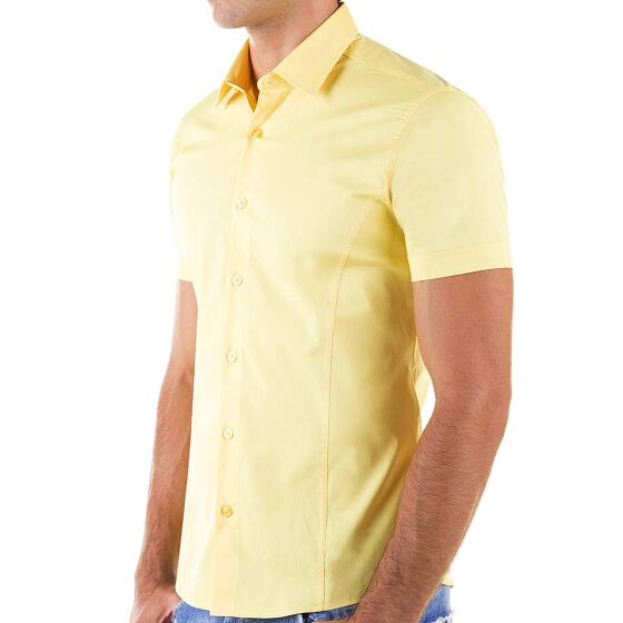 Red Bridge Mens Basic Design Slim Fit Short Sleeve Shirt Yellow M
