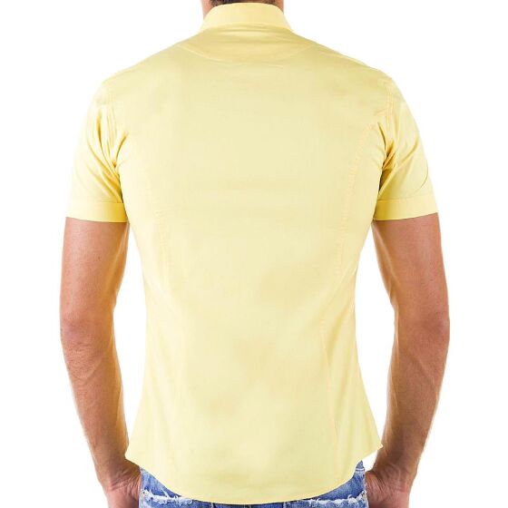Red Bridge Mens Basic Design Slim Fit Short Sleeve Shirt Yellow M