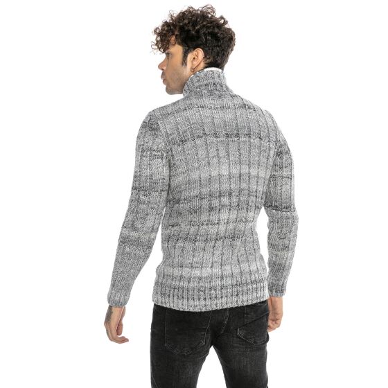 Red Bridge mens cardigan with stand-up collar Inside Checked