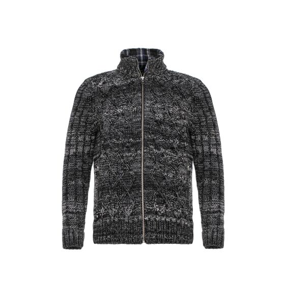 Red Bridge Herren Strickjacke Cardigan mit Stehkragen Inside Checked Anthrazit S