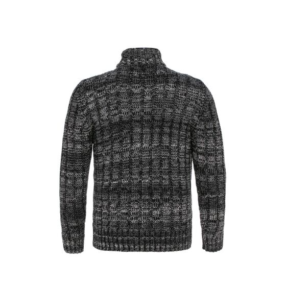 Red Bridge Herren Strickjacke Cardigan mit Stehkragen Inside Checked Anthrazit S