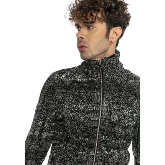 Red Bridge Mens cardigan with stand-up collar Inside Checked Anthracite S