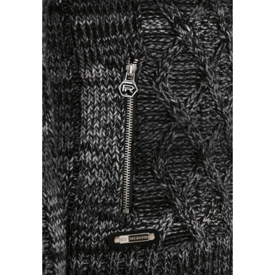 Red Bridge Mens cardigan with stand-up collar Inside Checked Anthracite S