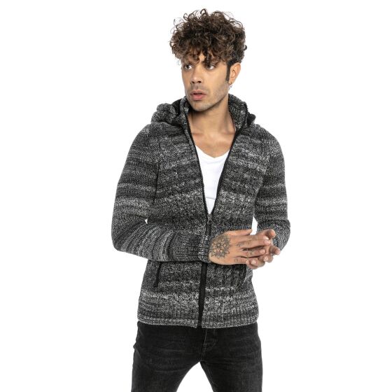 Red Bridge Mens cardigan with stand-up collar and hood Venom anthracite S