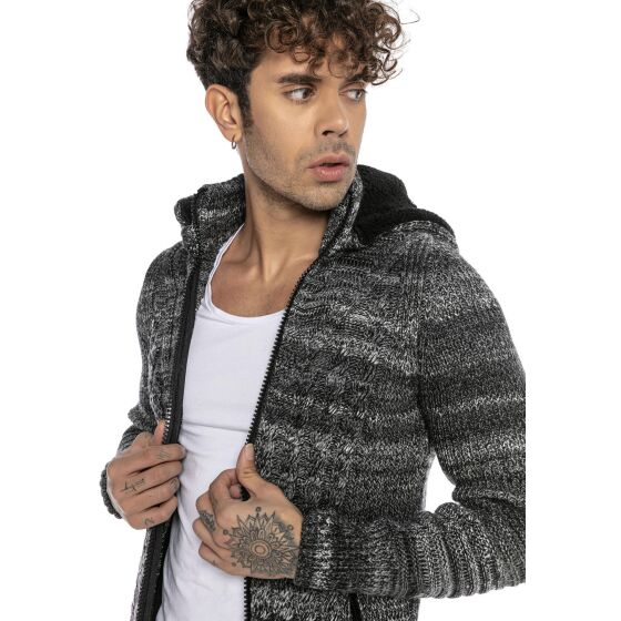Red Bridge Herren Strickjacke Cardigan mit Stehkragen u Kapuze Venom