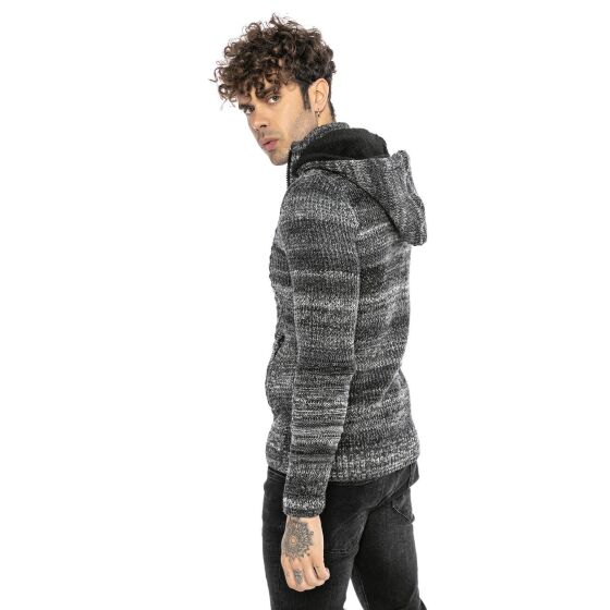 Red Bridge Mens cardigan with stand-up collar and hood Venom