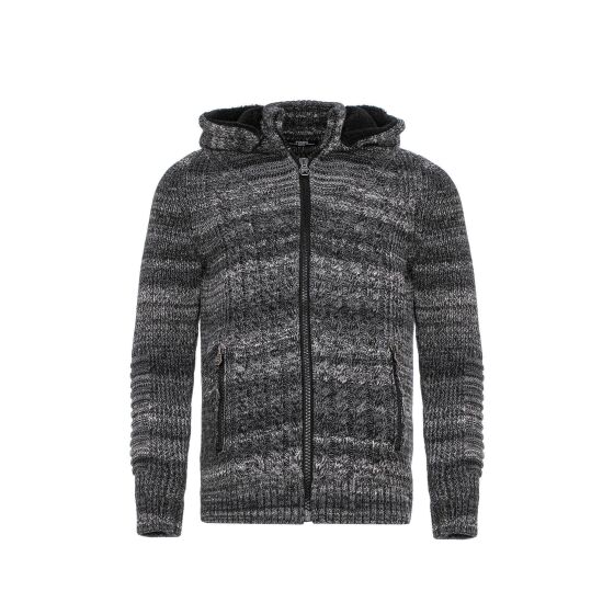 Red Bridge Mens cardigan with stand-up collar and hood Venom