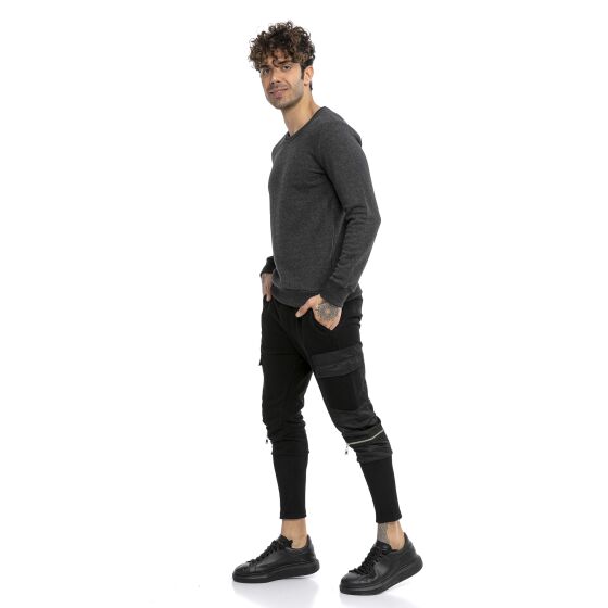 Red Bridge Herren Jogginghose Cargo Freizeit-Hose Sweat-Pants Material Mix