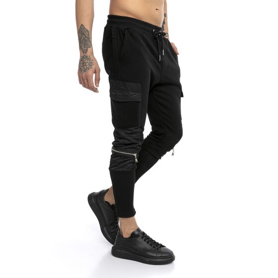 Red Bridge Herren Jogginghose Cargo Freizeit-Hose Sweat-Pants Material Mix