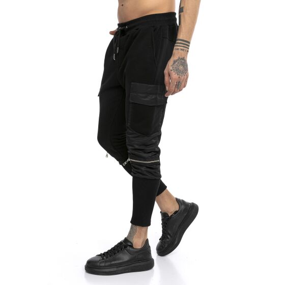 Red Bridge Herren Jogginghose Cargo Freizeit-Hose Sweat-Pants Material Mix