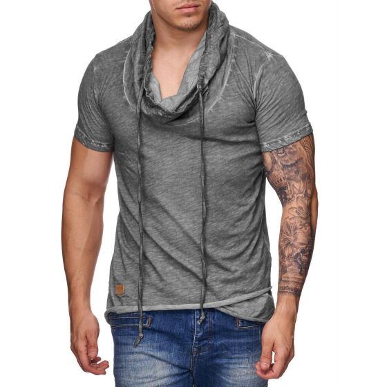 Red Bridge Herren Oversized Wide Collar Vintage T-Shirt dunkelgrau