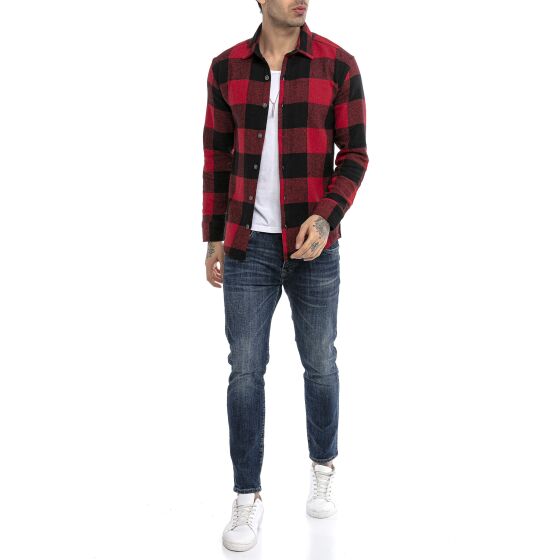 Red Bridge Mens Shirt Casual Plaid Shirts Modern Fit Long Sleeve Checked