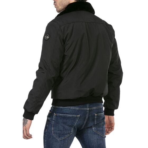 Red Bridge Herren Jacke Bomberjacke Fliegerjacke Basic Fur Schwarz XXL