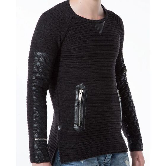 Red Bridge Long Oversized Herren Strickpullover anthrazit
