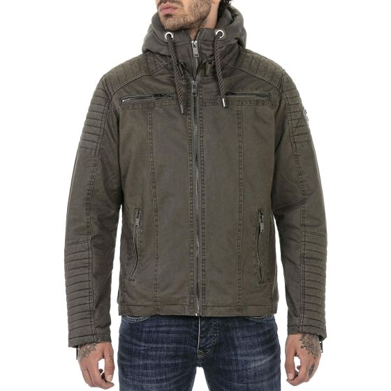 Red Bridge Mens jacket between-seasons biker jacket with sweat hood two in one