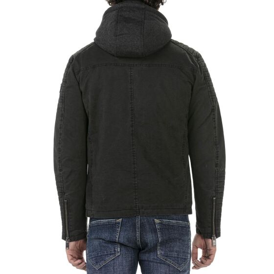 Red Bridge Mens jacket between-seasons biker jacket with sweat hood two in one