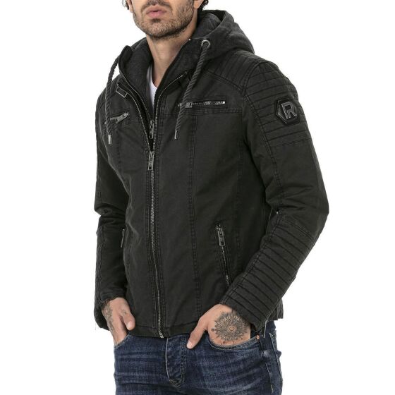 Red Bridge Mens jacket between-seasons biker jacket with sweat hood two in one