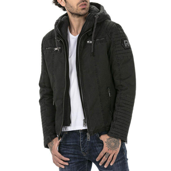 Red Bridge Mens jacket between-seasons biker jacket with sweat hood two in one