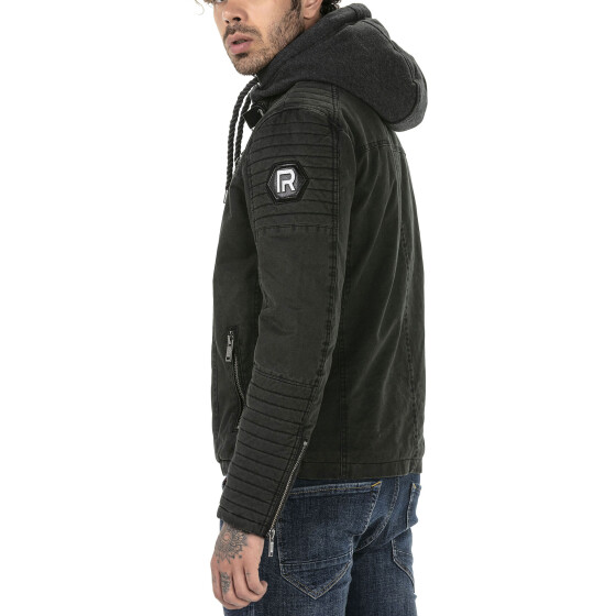 Red Bridge Mens jacket between-seasons biker jacket with sweat hood two in one