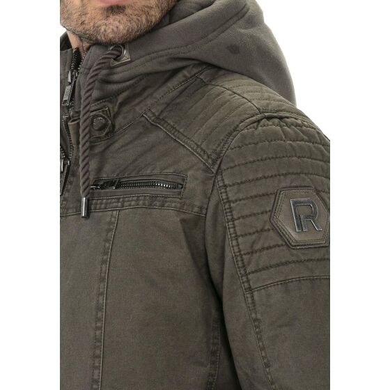 Red Bridge Mens jacket between-seasons biker jacket with sweat hood two in one