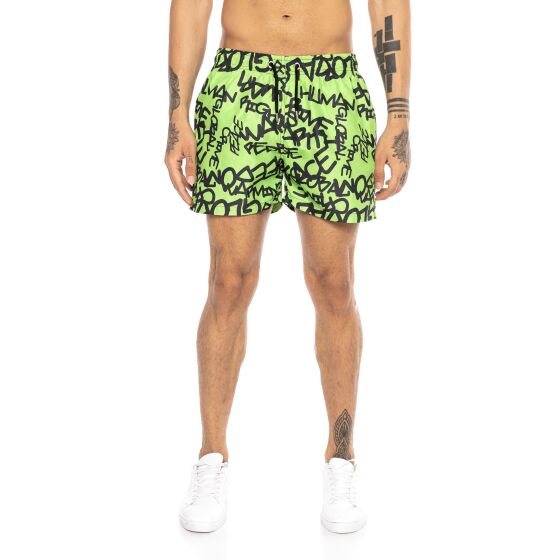 Red Bridge Herren Shorts Kurze Hose Badeshorts Schwimmhose Badehose Graffiti Tag Grün XXL