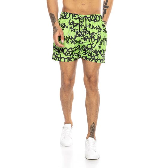 Red Bridge Herren Shorts Kurze Hose Badeshorts Schwimmhose Badehose Graffiti Tag Grün XXL