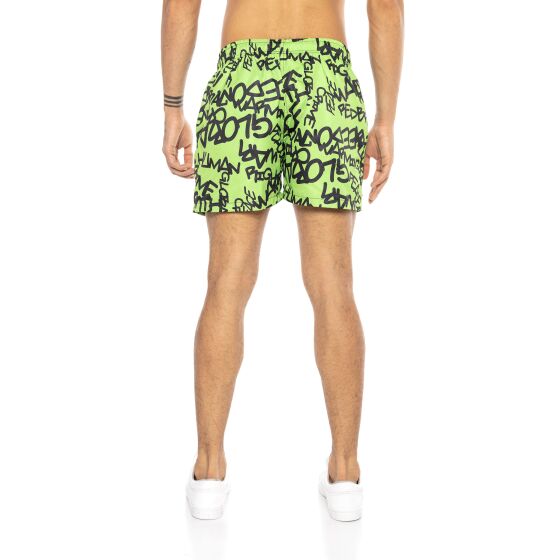 Red Bridge Herren Shorts Kurze Hose Badeshorts Schwimmhose Badehose Graffiti Tag Grün XXL