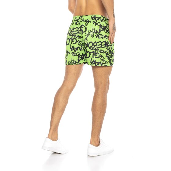 Red Bridge Herren Shorts Kurze Hose Badeshorts Schwimmhose Badehose Graffiti Tag Grün XXL