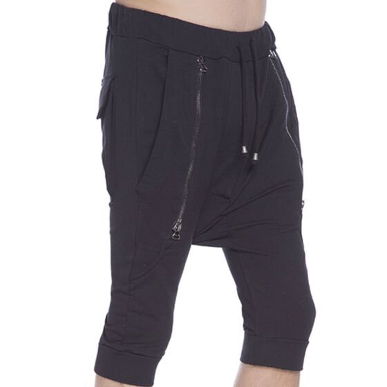 Red Bridge Herren Zipped Baggy Capri Shorts Jogginghose Pants schwarz