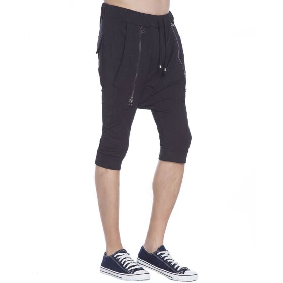 Red Bridge Herren Zipped Baggy Capri Shorts Jogginghose Pants schwarz