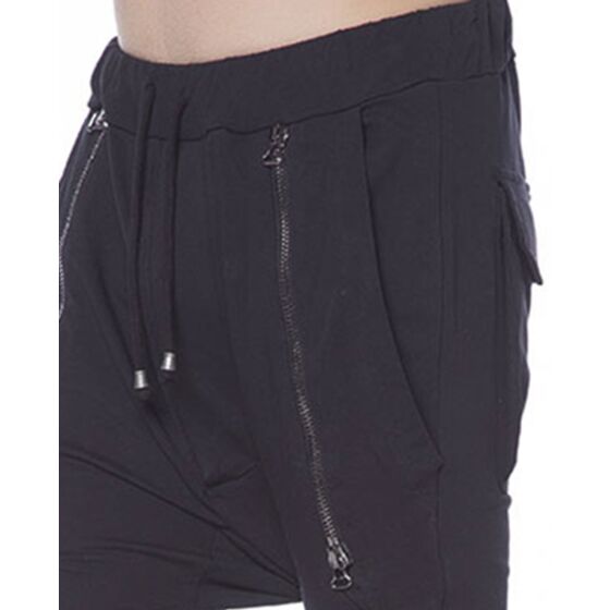 Red Bridge Herren Zipped Baggy Capri Shorts Jogginghose Pants schwarz
