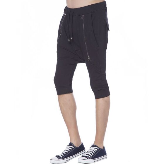 Red Bridge Mens Zipped Baggy Capri Shorts Sweatpants Pants Black