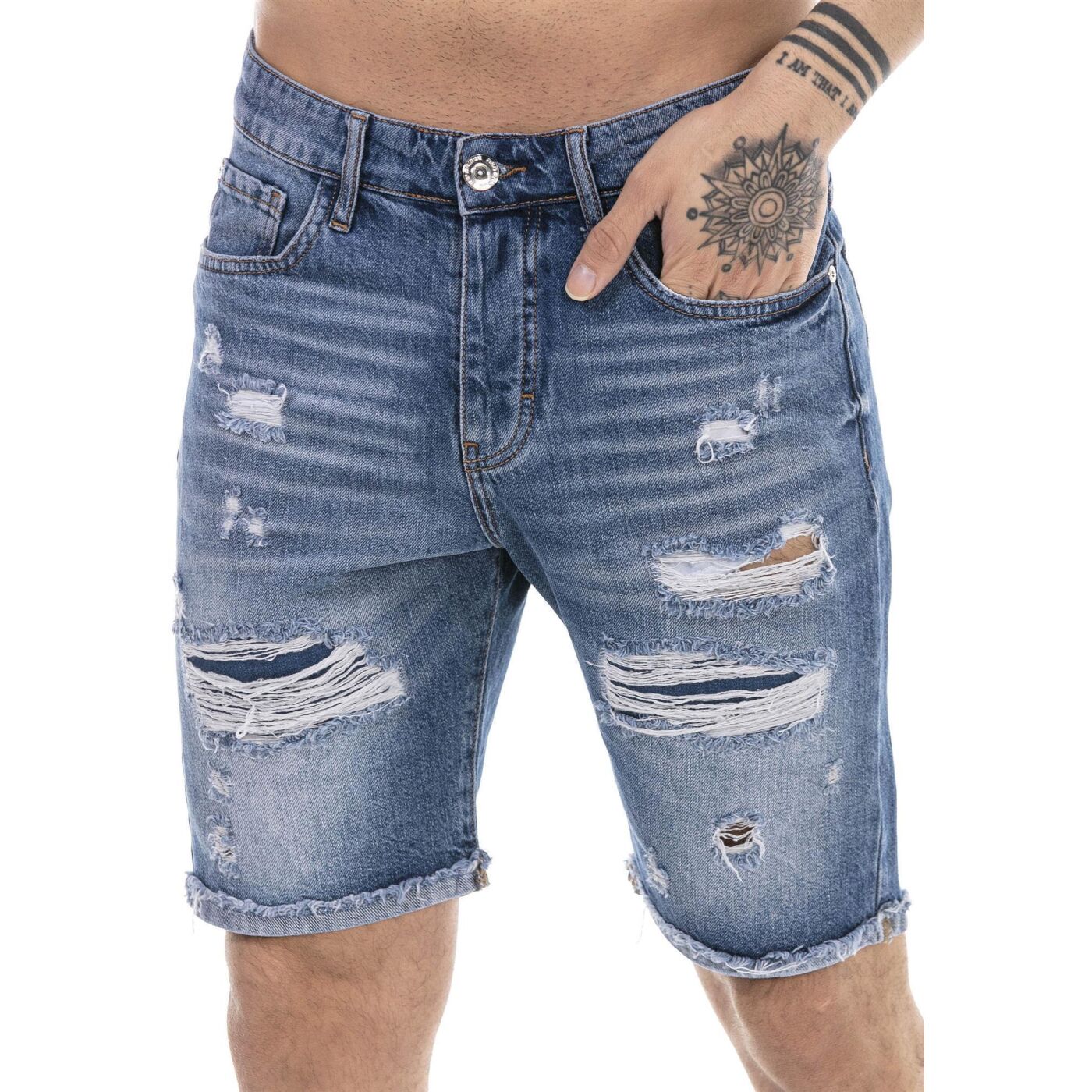 Hose Kurze € Distressed Red Jeans Basi, Bridge Denim Shorts Herren Capri 29,90