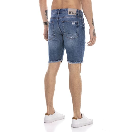 Red Bridge Herren Jeans Shorts Kurze Hose Denim Capri Distressed Basic Blau W30