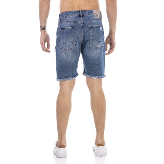 Red Bridge Herren Jeans Shorts Kurze Hose Denim Capri Distressed Basic Blau W38