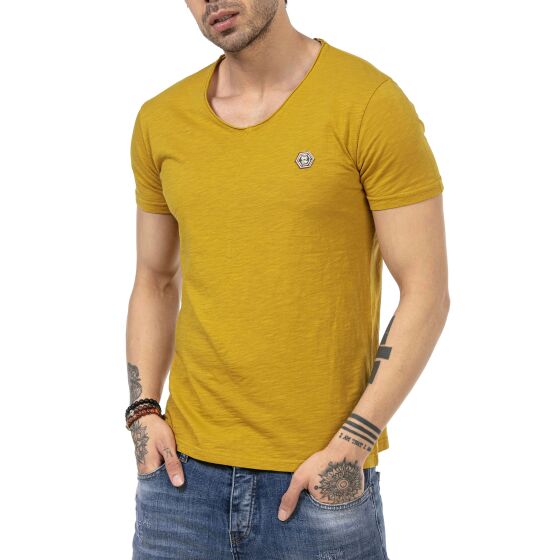 Red Bridge Herren V-Neck T-Shirt Mustard