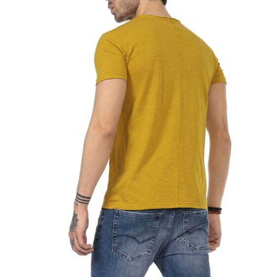 Red Bridge Mens V-Neck T-Shirt Mustard