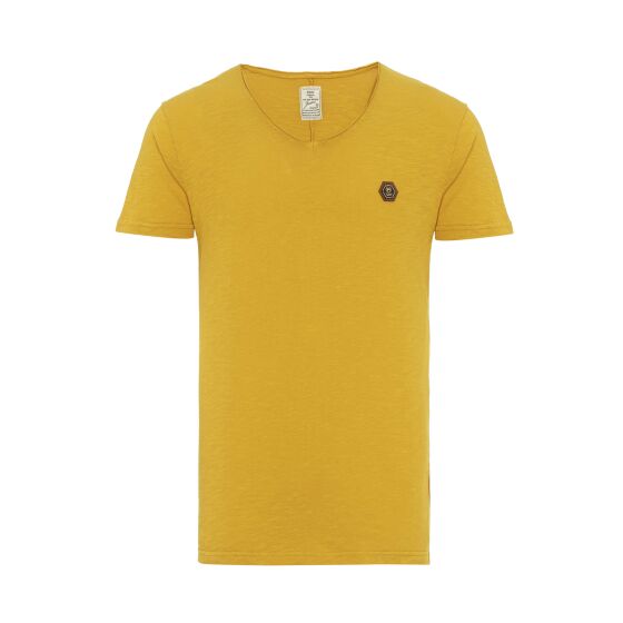 Red Bridge Mens V-Neck T-Shirt Mustard