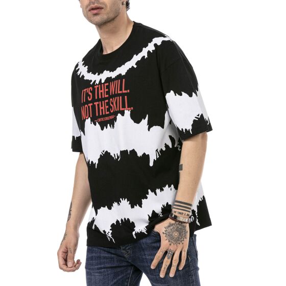 Red Bridge Mens Oversized Contrast Will Not Skill T-Shirt