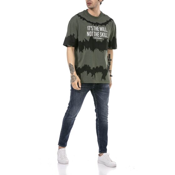 Red Bridge Mens Oversized Contrast Will Not Skill T-Shirt