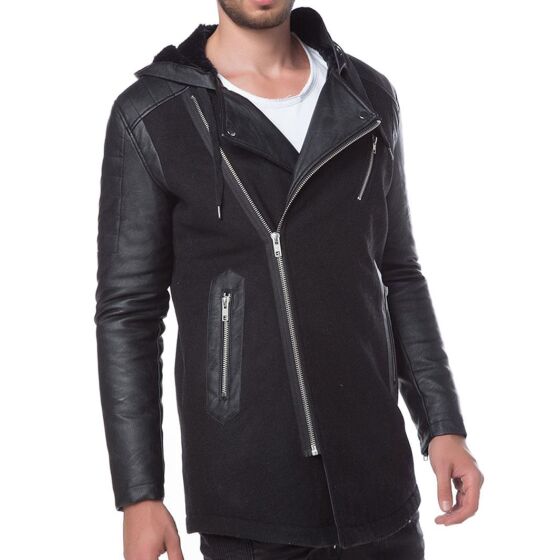 Red Bridge Herren Classic Rock Parka Jacke schwarz