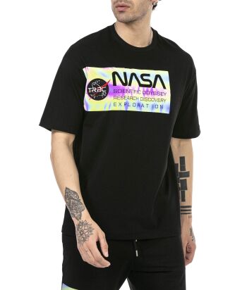 Red Bridge Herren T-Shirt Nasa Rainbow Foil Schwarz S