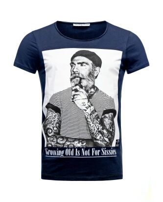 Red Bridge Mens Growing old is not for Sissies T-Shirt Navy