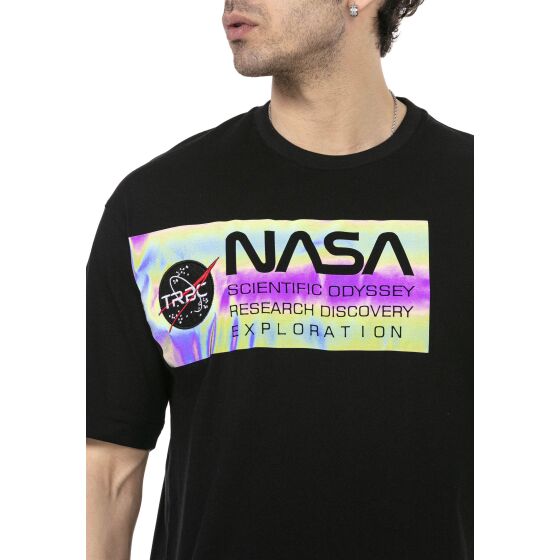 Red Bridge Mens T-Shirt and Shorts Tracksuit Shorts Set Rainbow NASA Logo