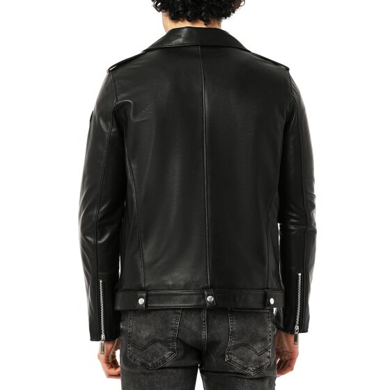 Red Bridge Mens Jacket Biker Jacket Leather Jacket Brando Genuine Leather Black 3XL